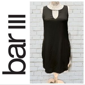 Bar III black shift dress with white lining